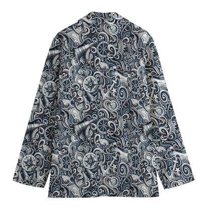 Abstract Nautical Anchor Pattern Print Women's Blazer