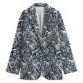 Abstract Nautical Anchor Pattern Print Women's Cotton Blazer