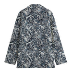Abstract Nautical Anchor Pattern Print Women's Cotton Blazer