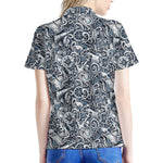 Abstract Nautical Anchor Pattern Print Women's Polo Shirt