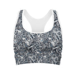 Abstract Nautical Anchor Pattern Print Women's Sports Bra