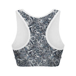 Abstract Nautical Anchor Pattern Print Women's Sports Bra