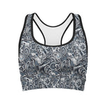 Abstract Nautical Anchor Pattern Print Women's Sports Bra