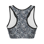 Abstract Nautical Anchor Pattern Print Women's Sports Bra