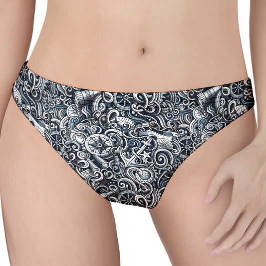 Abstract Nautical Anchor Pattern Print Women's Thong