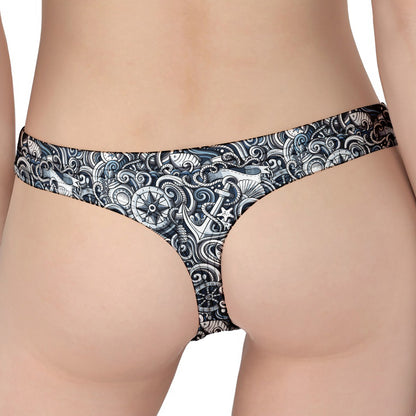Abstract Nautical Anchor Pattern Print Women's Thong