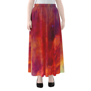 Abstract Nebula Cloud Galaxy Space Print Chiffon Maxi Skirt