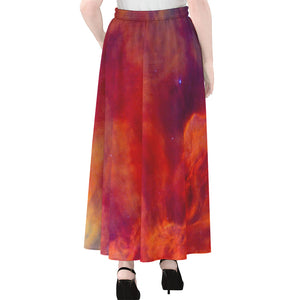 Abstract Nebula Cloud Galaxy Space Print Chiffon Maxi Skirt