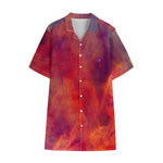 Abstract Nebula Cloud Galaxy Space Print Cotton Hawaiian Shirt