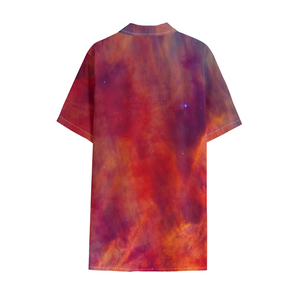 Abstract Nebula Cloud Galaxy Space Print Cotton Hawaiian Shirt