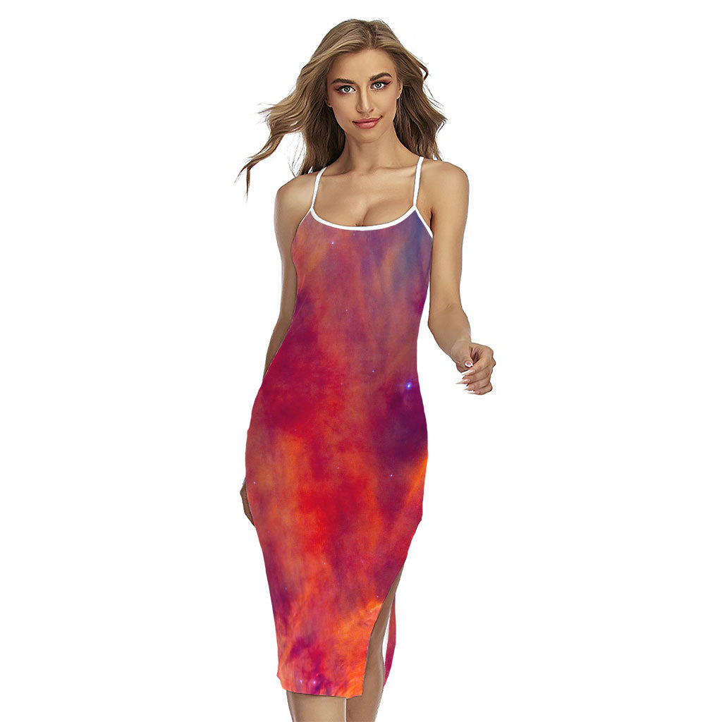 Abstract Nebula Cloud Galaxy Space Print Cross Back Cami Dress