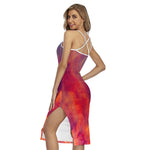 Abstract Nebula Cloud Galaxy Space Print Cross Back Cami Dress