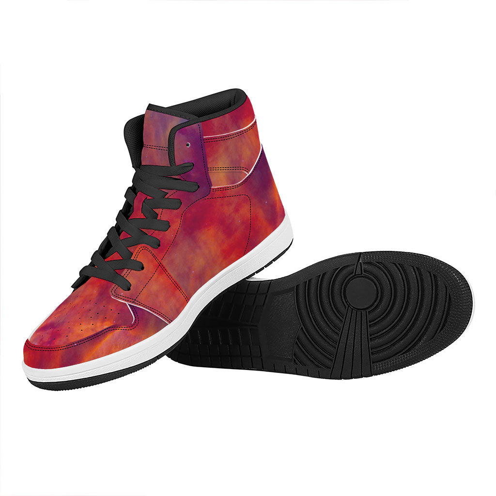 Abstract Nebula Cloud Galaxy Space Print High Top Leather Sneakers