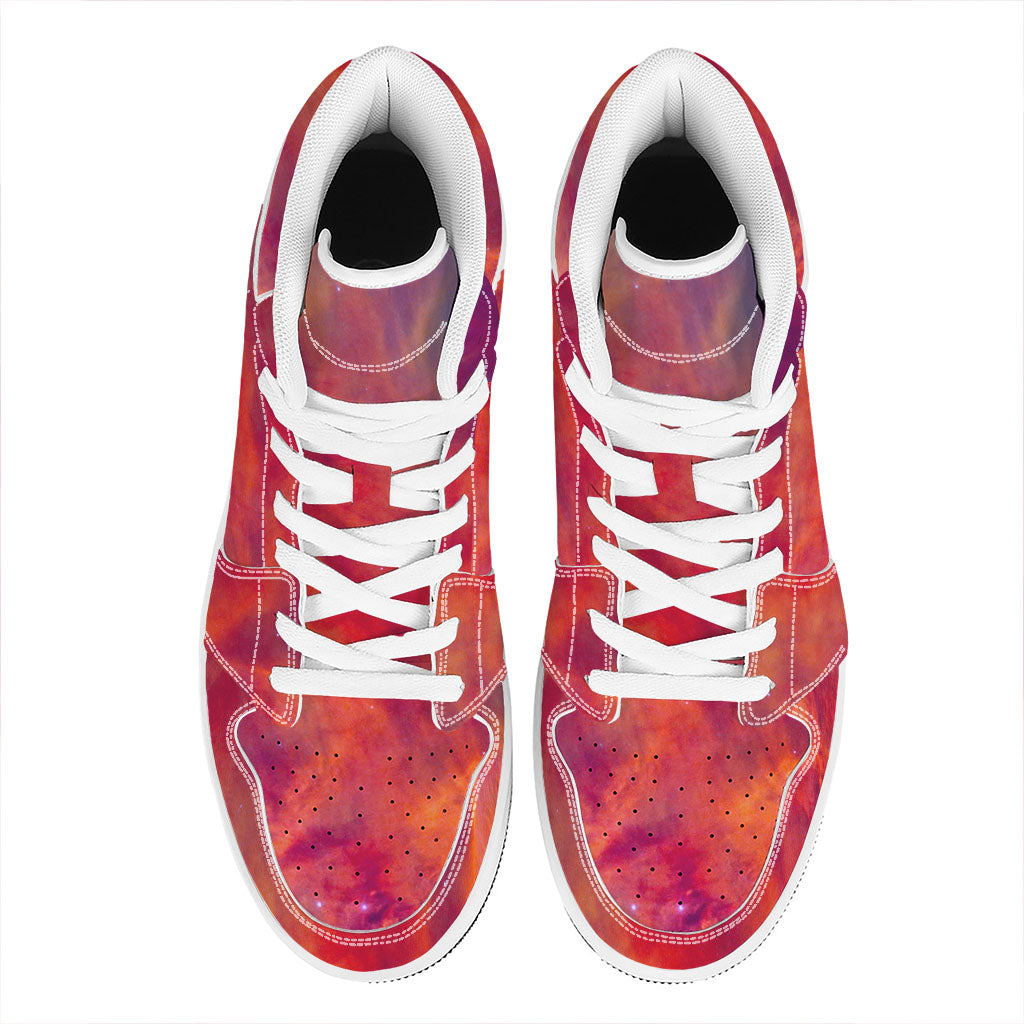 Abstract Nebula Cloud Galaxy Space Print High Top Leather Sneakers