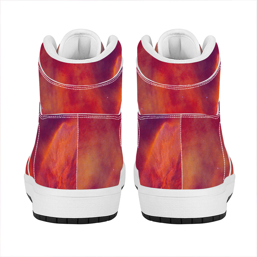 Abstract Nebula Cloud Galaxy Space Print High Top Leather Sneakers