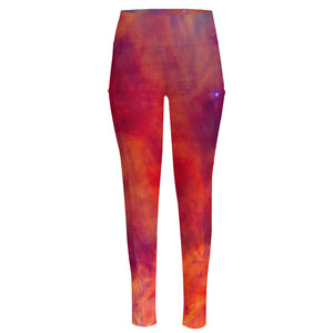 Abstract Nebula Cloud Galaxy Space Print High-Waisted Pocket Leggings