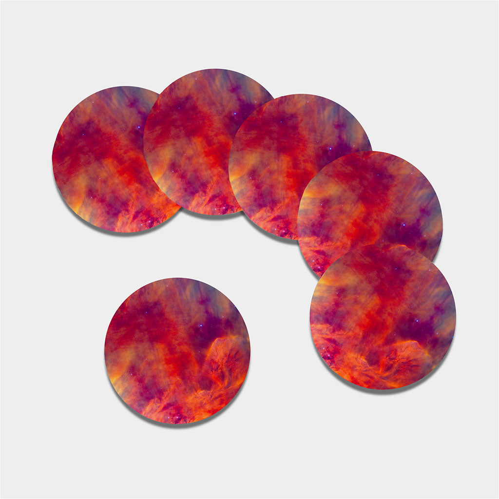 Abstract Nebula Cloud Galaxy Space Print Leather Coaster Set
