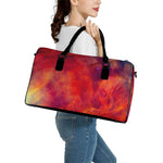 Abstract Nebula Cloud Galaxy Space Print Leather Duffle Bag