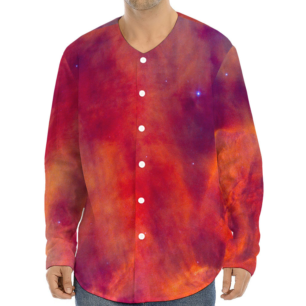 Abstract Nebula Cloud Galaxy Space Print Long Sleeve Baseball Jersey