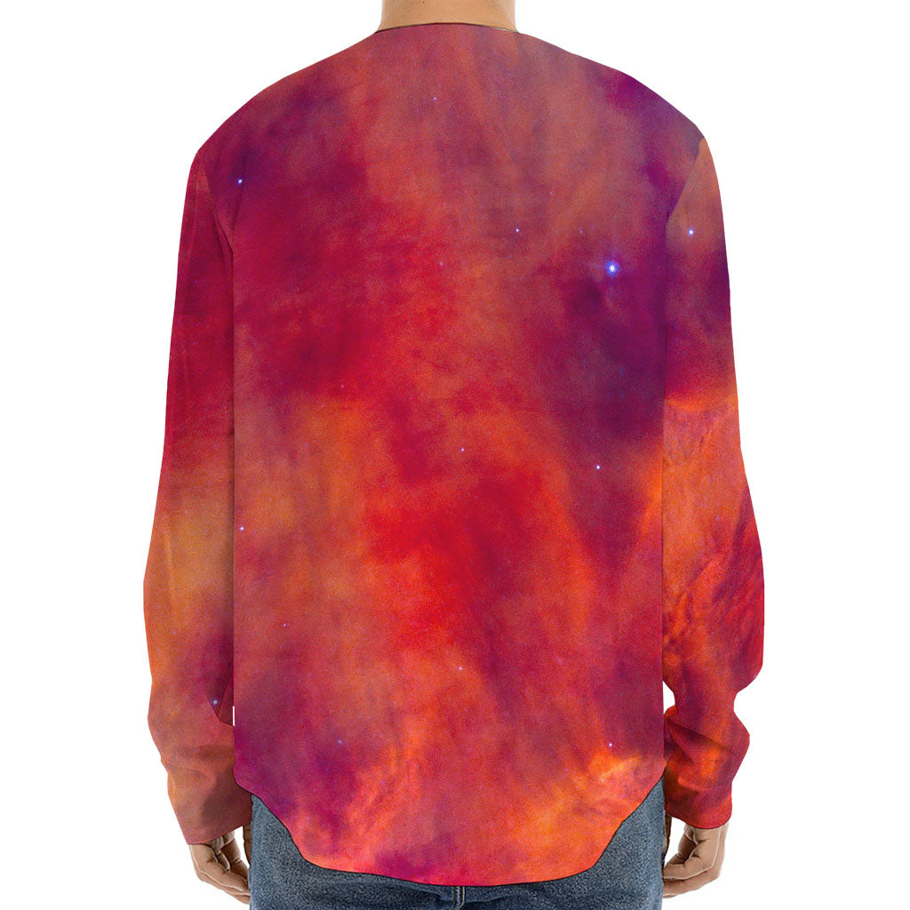 Abstract Nebula Cloud Galaxy Space Print Long Sleeve Baseball Jersey