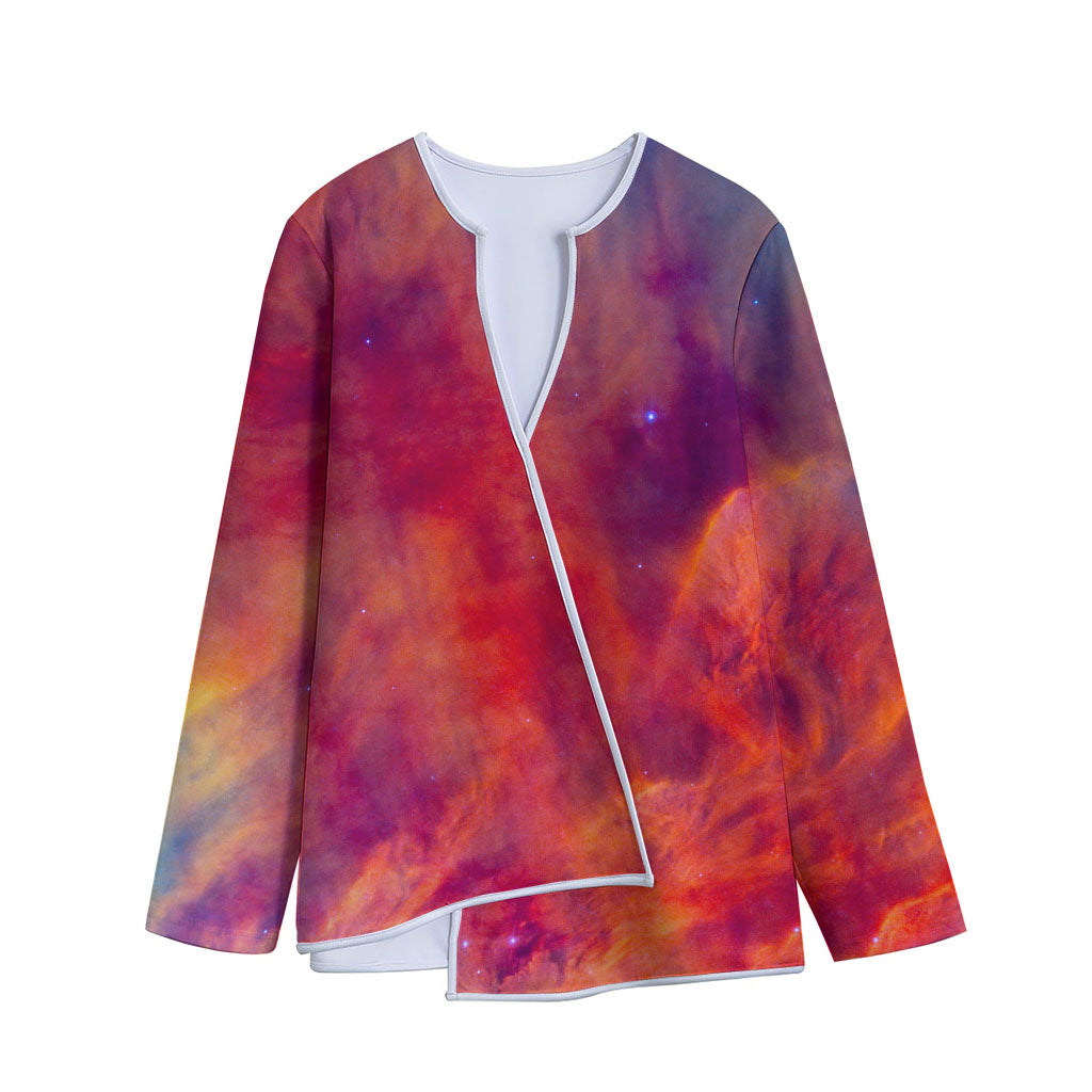 Abstract Nebula Cloud Galaxy Space Print Long Sleeve Short Coat