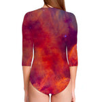 Abstract Nebula Cloud Galaxy Space Print Long Sleeve Swimsuit