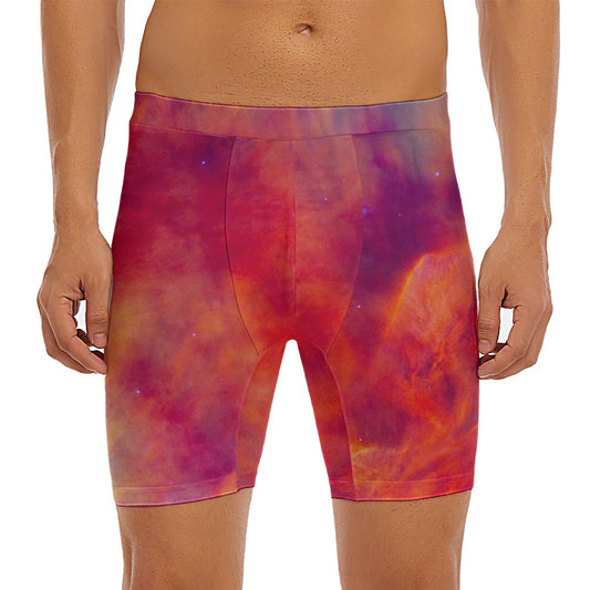 Abstract Nebula Cloud Galaxy Space Print Men's Long Boxer Briefs