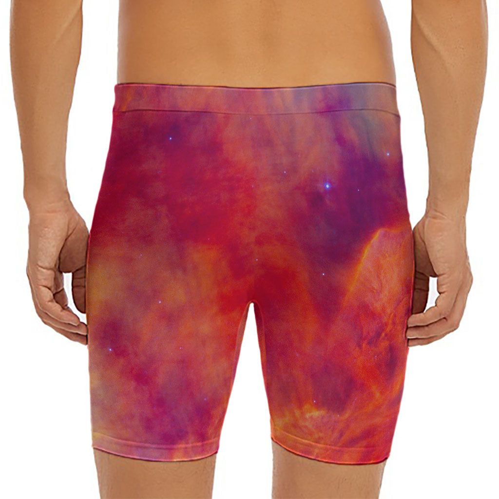 Abstract Nebula Cloud Galaxy Space Print Men's Long Boxer Briefs
