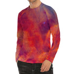 Abstract Nebula Cloud Galaxy Space Print Men's Long Sleeve Rash Guard