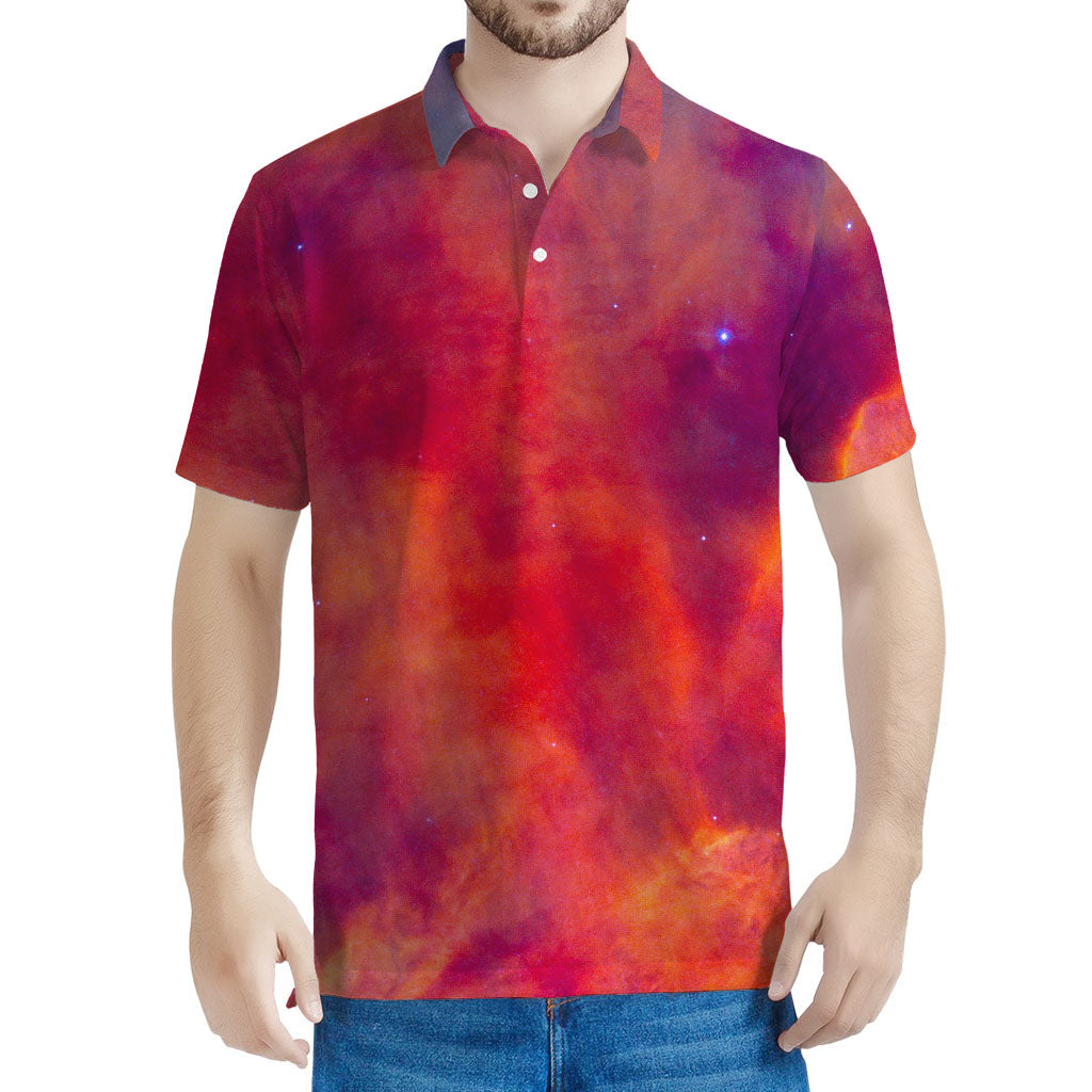 Abstract Nebula Cloud Galaxy Space Print Men's Polo Shirt