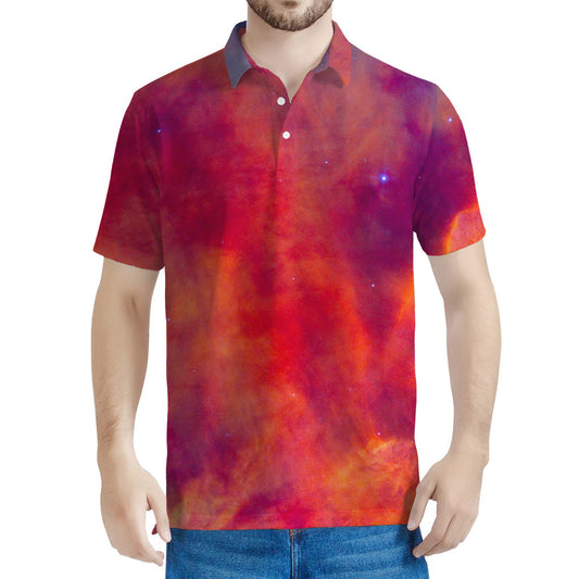 Abstract Nebula Cloud Galaxy Space Print Men's Polo Shirt