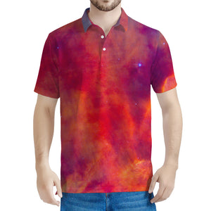 Abstract Nebula Cloud Galaxy Space Print Men's Polo Shirt