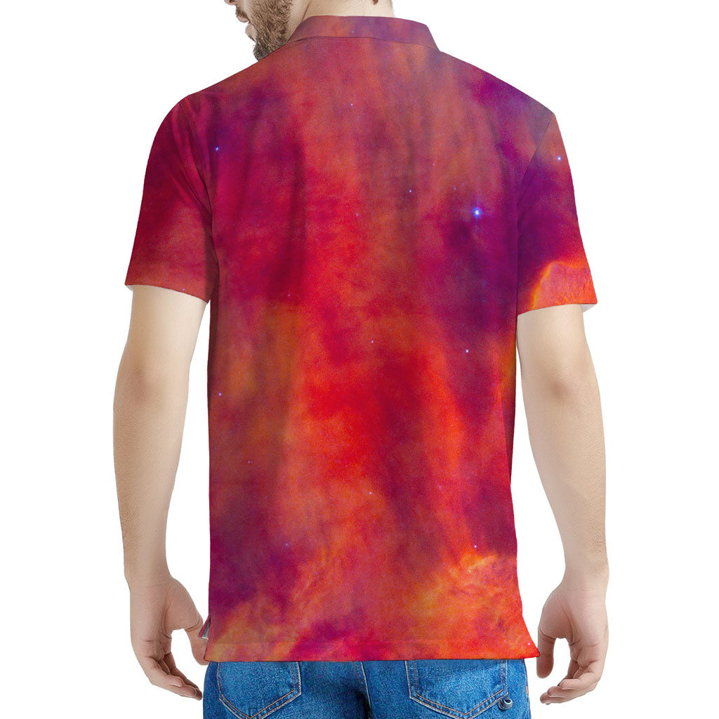 Abstract Nebula Cloud Galaxy Space Print Men's Polo Shirt