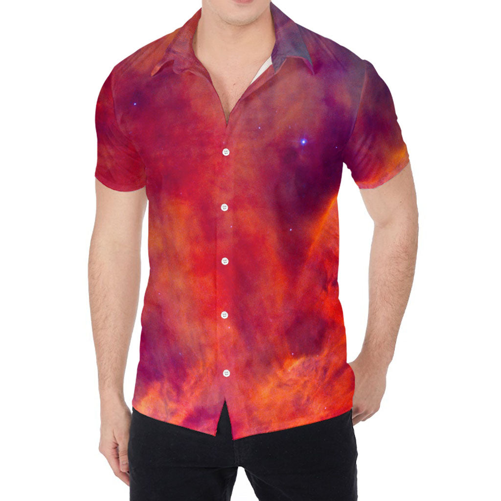 Abstract Nebula Cloud Galaxy Space Print Men's Shirt