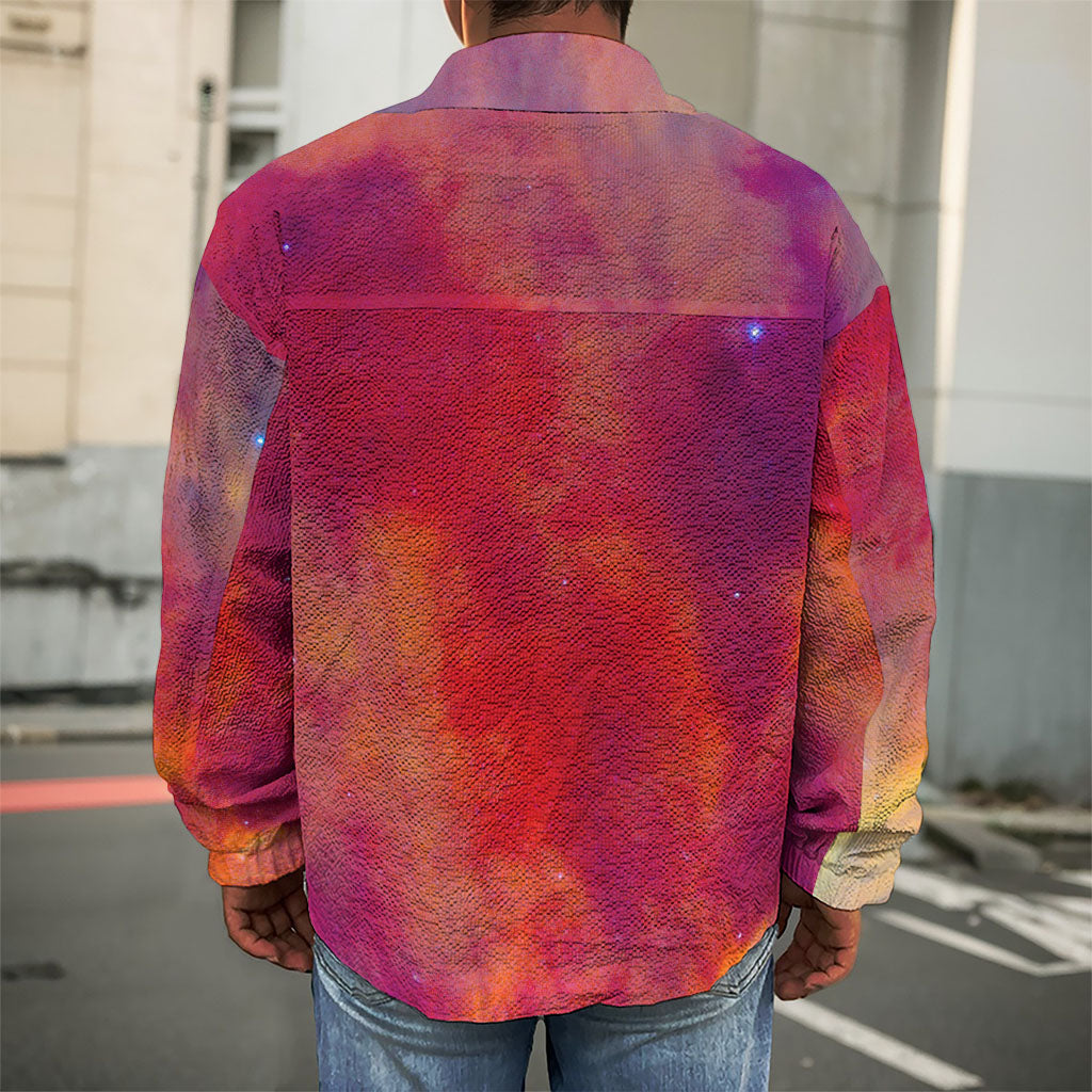 Abstract Nebula Cloud Galaxy Space Print Men's Shirt Jacket