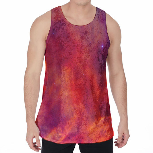 Abstract Nebula Cloud Galaxy Space Print Men's Velvet Tank Top
