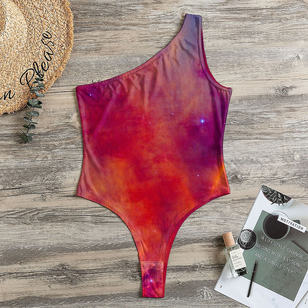 Abstract Nebula Cloud Galaxy Space Print One Shoulder Bodysuit