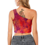 Abstract Nebula Cloud Galaxy Space Print One Shoulder Crop Top