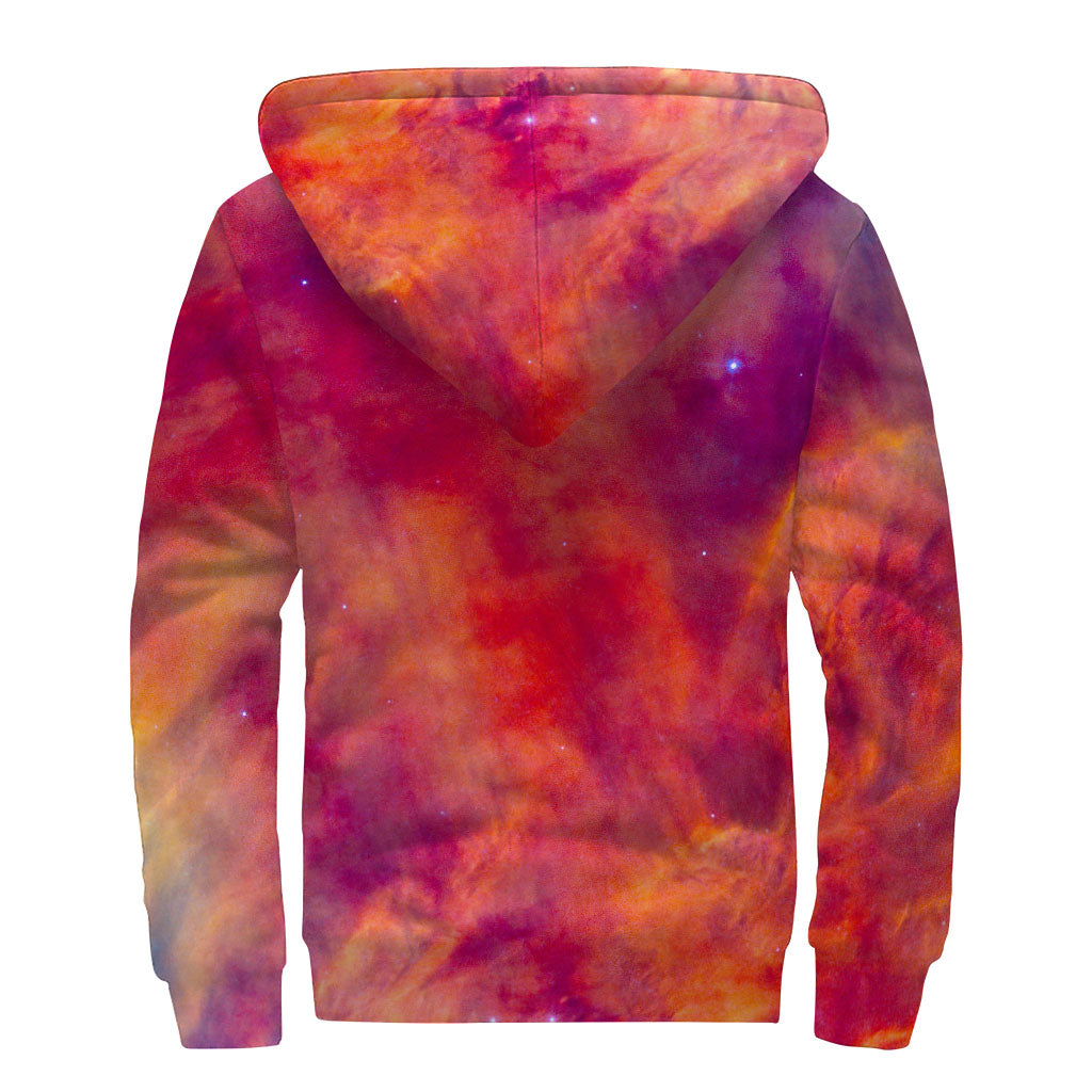 Abstract Nebula Cloud Galaxy Space Print Sherpa Lined Zip Up Hoodie