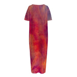 Abstract Nebula Cloud Galaxy Space Print Short Sleeve Long Nightdress