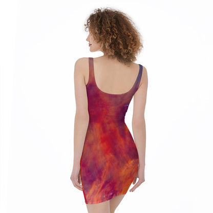 Abstract Nebula Cloud Galaxy Space Print Sleeveless Bodycon Dress