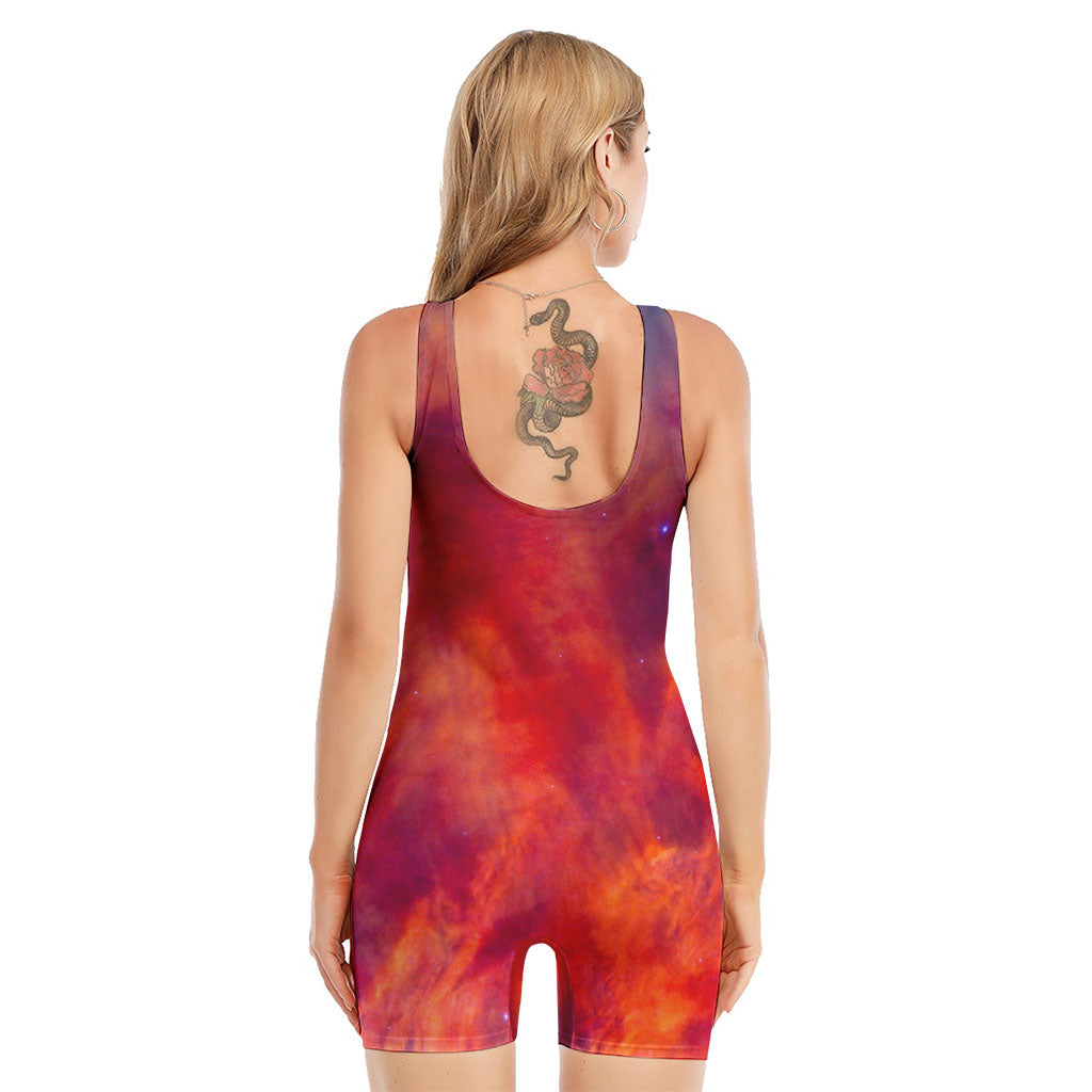 Abstract Nebula Cloud Galaxy Space Print Sleeveless One Piece Swimsuit