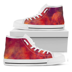 Abstract Nebula Cloud Galaxy Space Print White High Top Sneakers