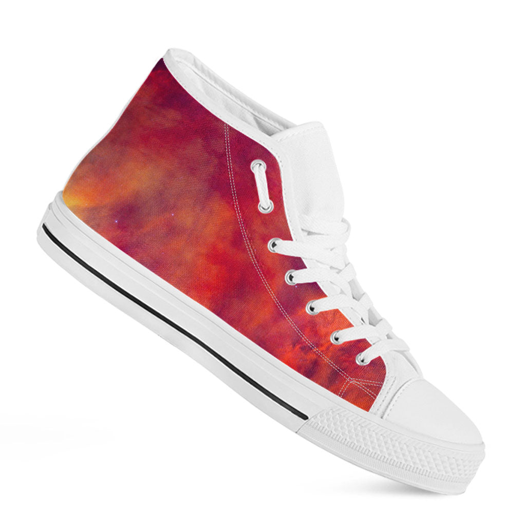 Abstract Nebula Cloud Galaxy Space Print White High Top Sneakers