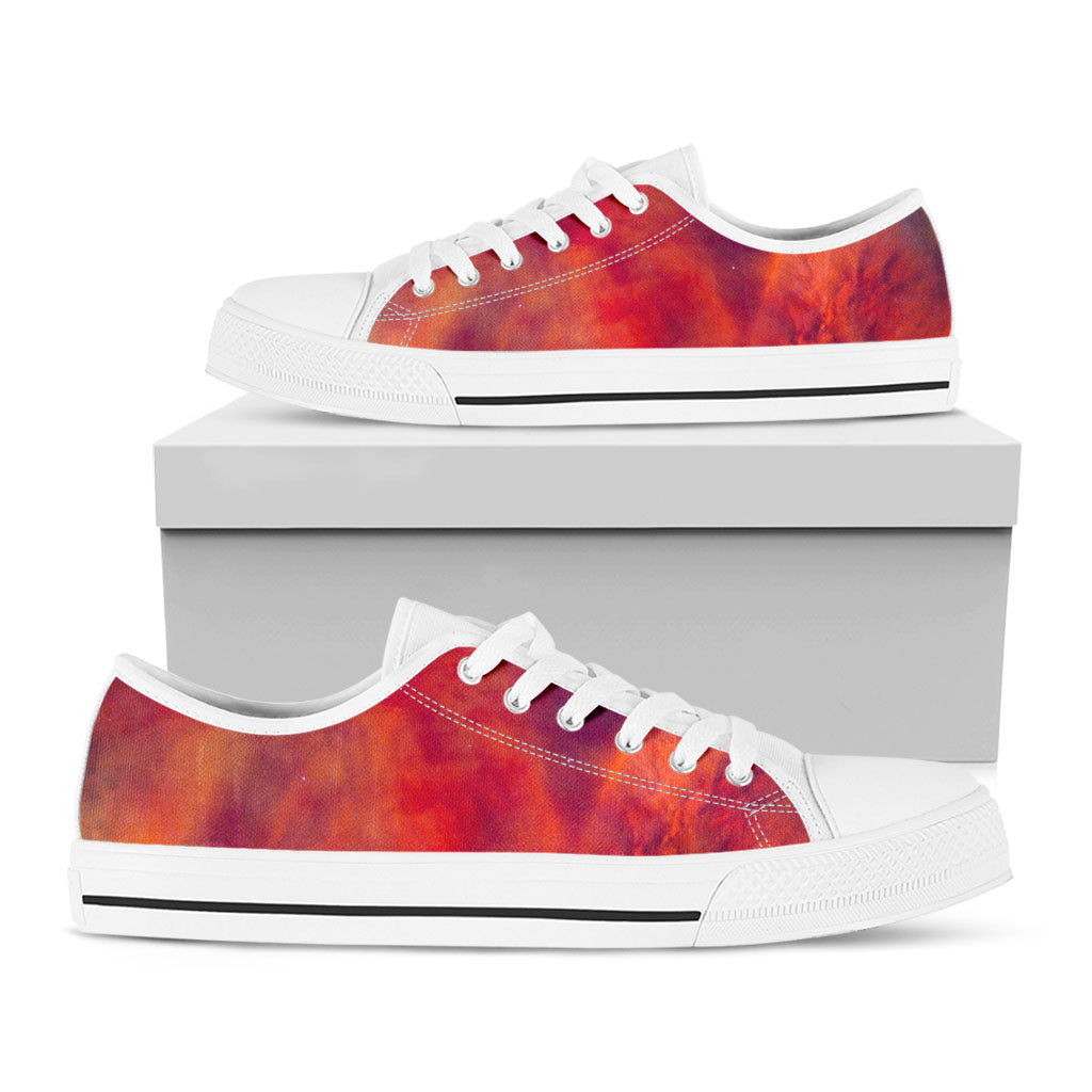 Abstract Nebula Cloud Galaxy Space Print White Low Top Sneakers