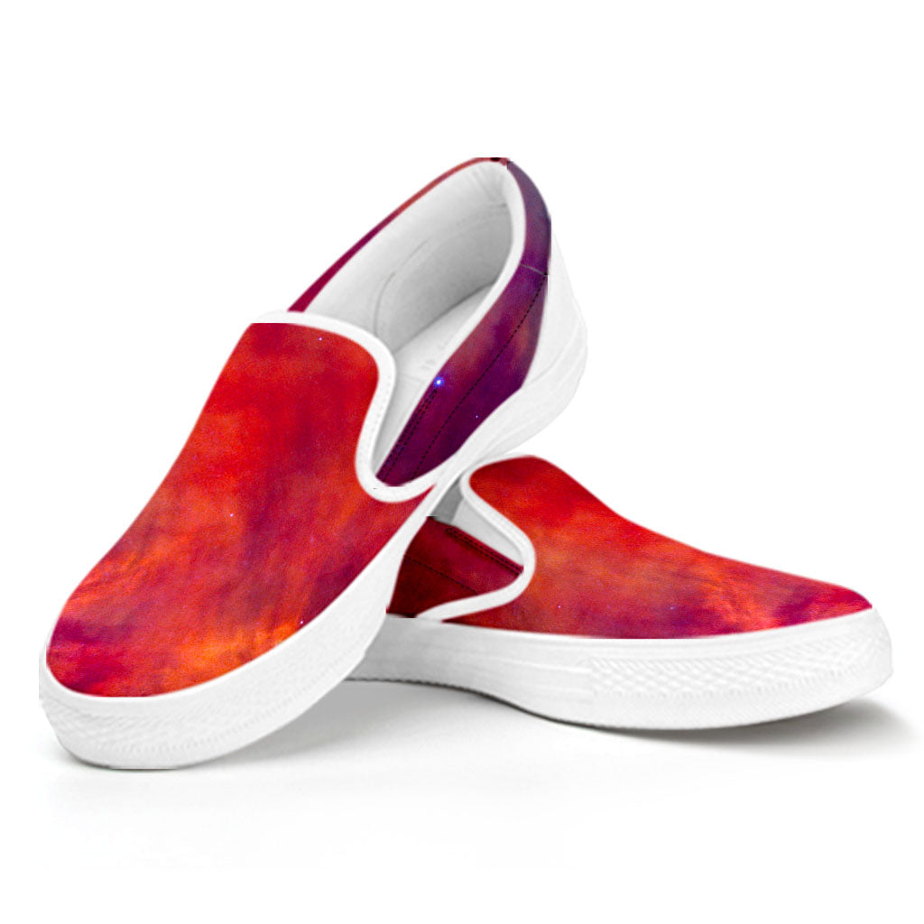 Abstract Nebula Cloud Galaxy Space Print White Slip On Sneakers