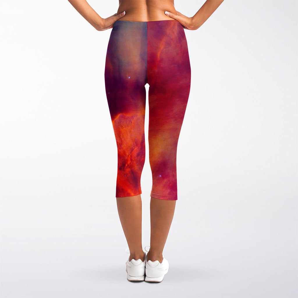 Abstract Nebula Cloud Galaxy Space Print Women's Capri Leggings