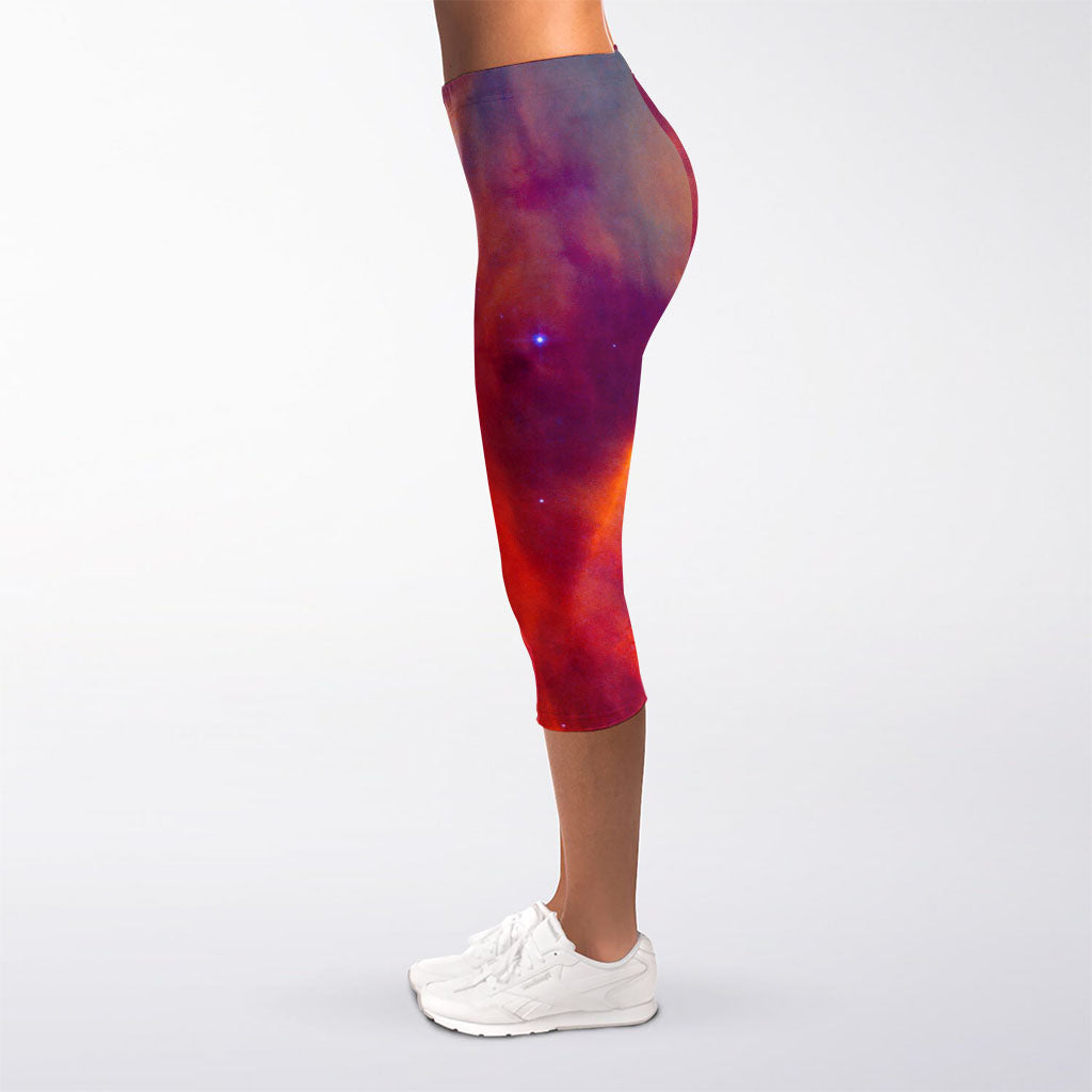 Abstract Nebula Cloud Galaxy Space Print Women's Capri Leggings