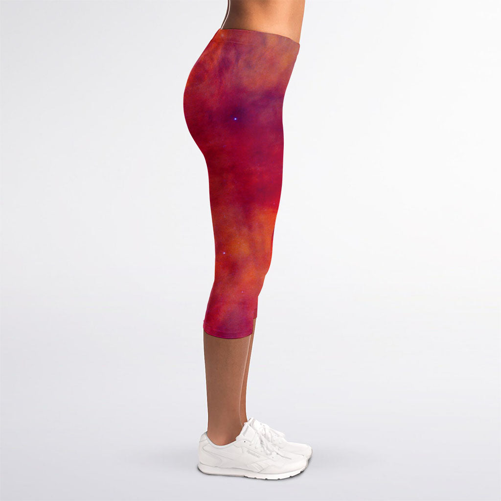 Abstract Nebula Cloud Galaxy Space Print Women's Capri Leggings
