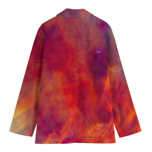 Abstract Nebula Cloud Galaxy Space Print Women's Cotton Blazer